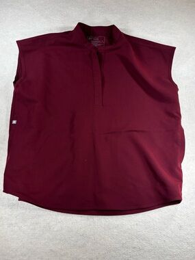 Figs Rafaela Short Sleeve Scrubs Top In Burgundy Size Medium PO1778